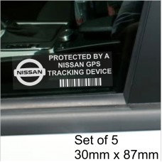 5 x NISSAN GPS Tracking Device Security WINDOW Stickers 87x30mm-Micra,Juke,Pulsar,Skyline GT-R,Car,Van Alarm Tracker